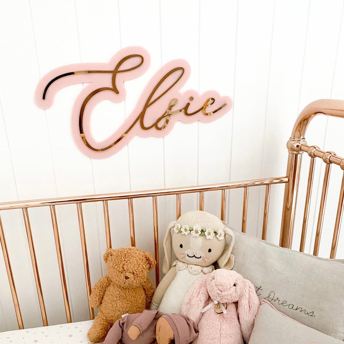 Rose gold shop metal cot